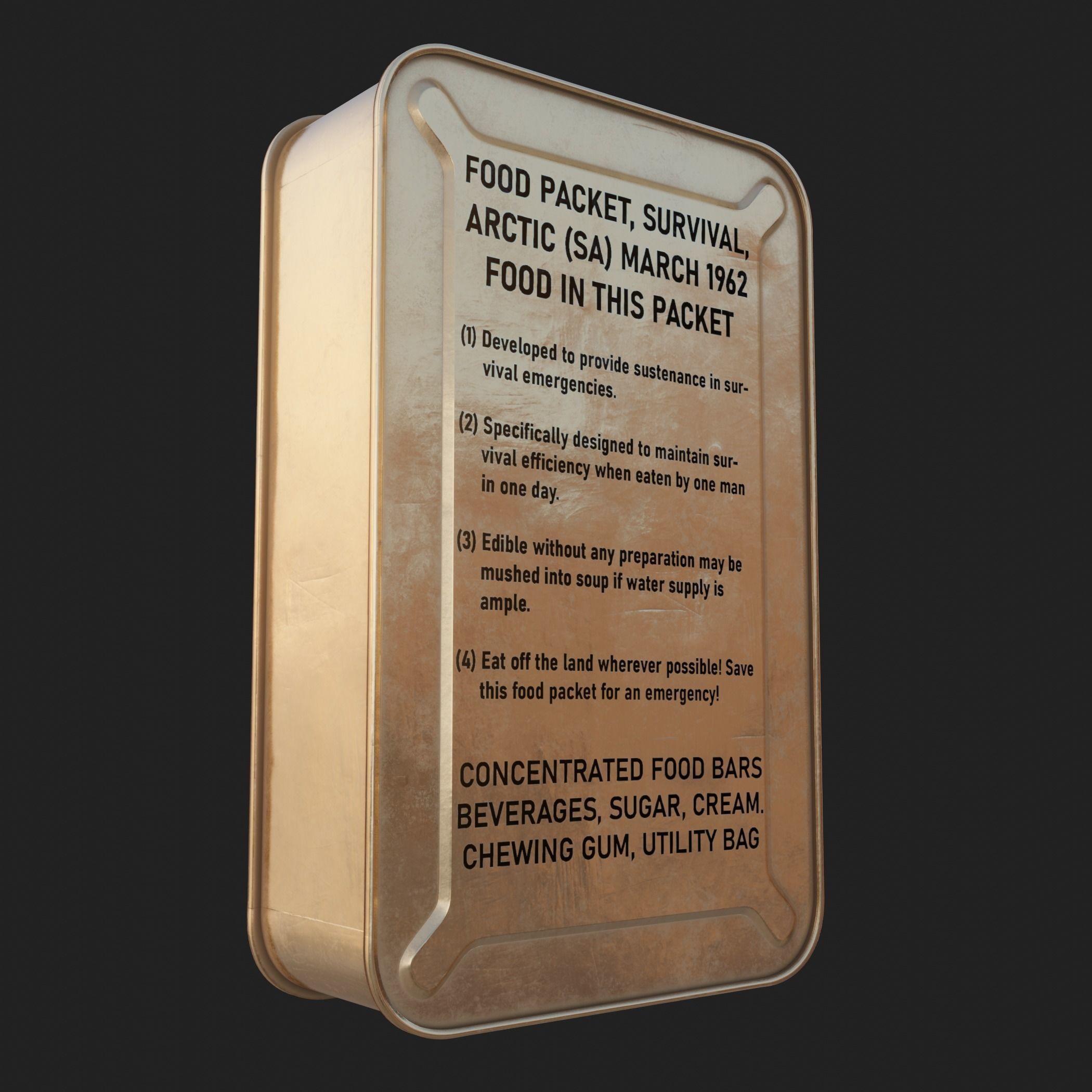 US MRE 1962 Food Packet PBR Low-poly 3D model_4