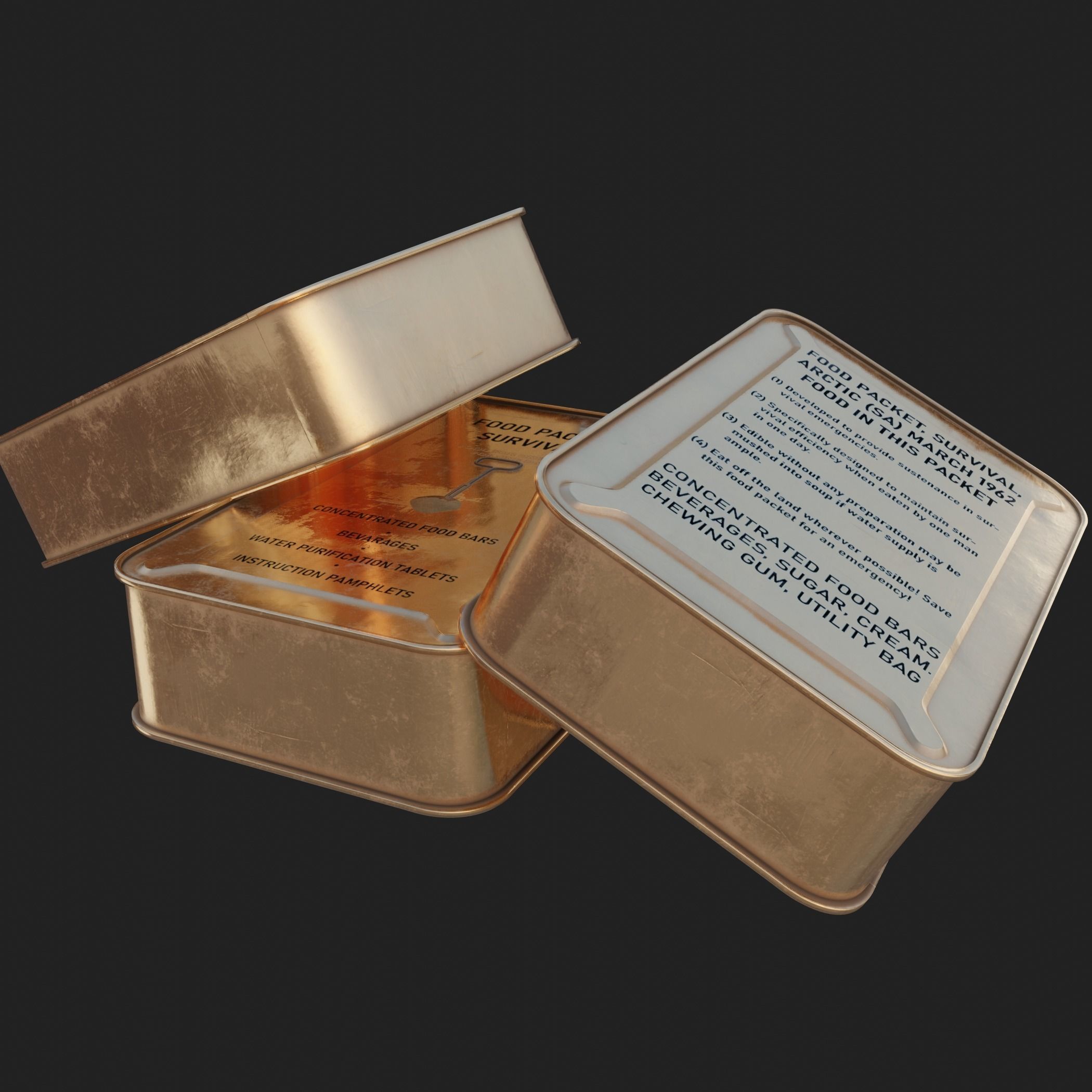 US MRE 1962 Food Packet PBR Low-poly 3D model_8
