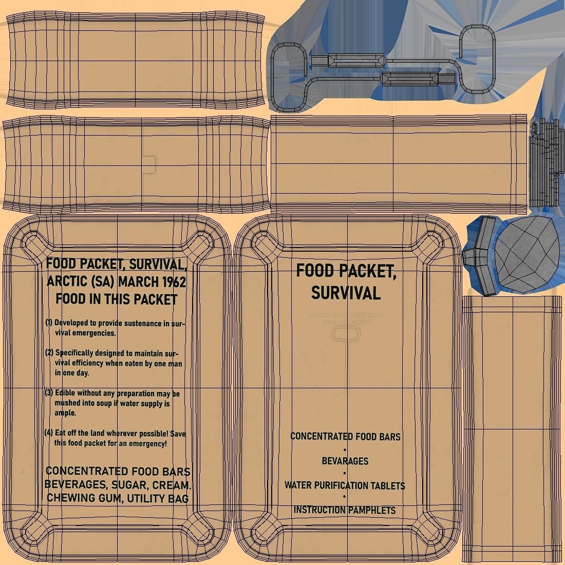 US MRE 1962 Food Packet PBR Low-poly 3D model_14