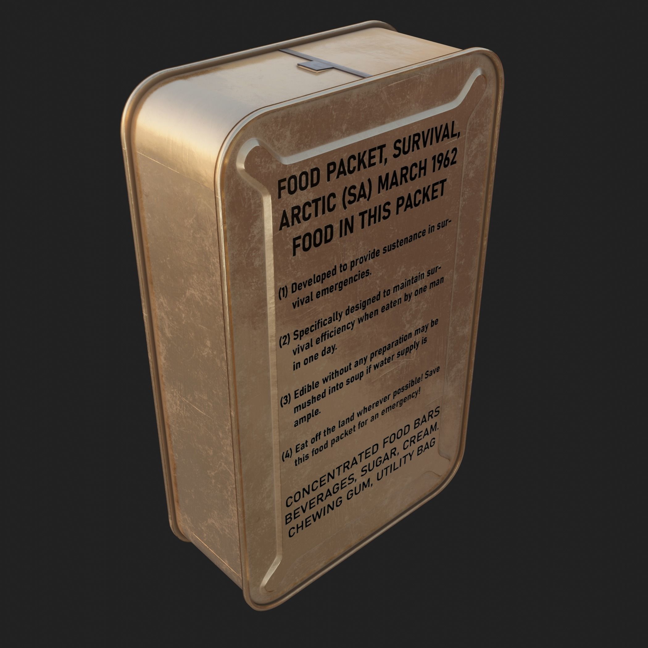 US MRE 1962 Food Packet PBR Low-poly 3D model_3