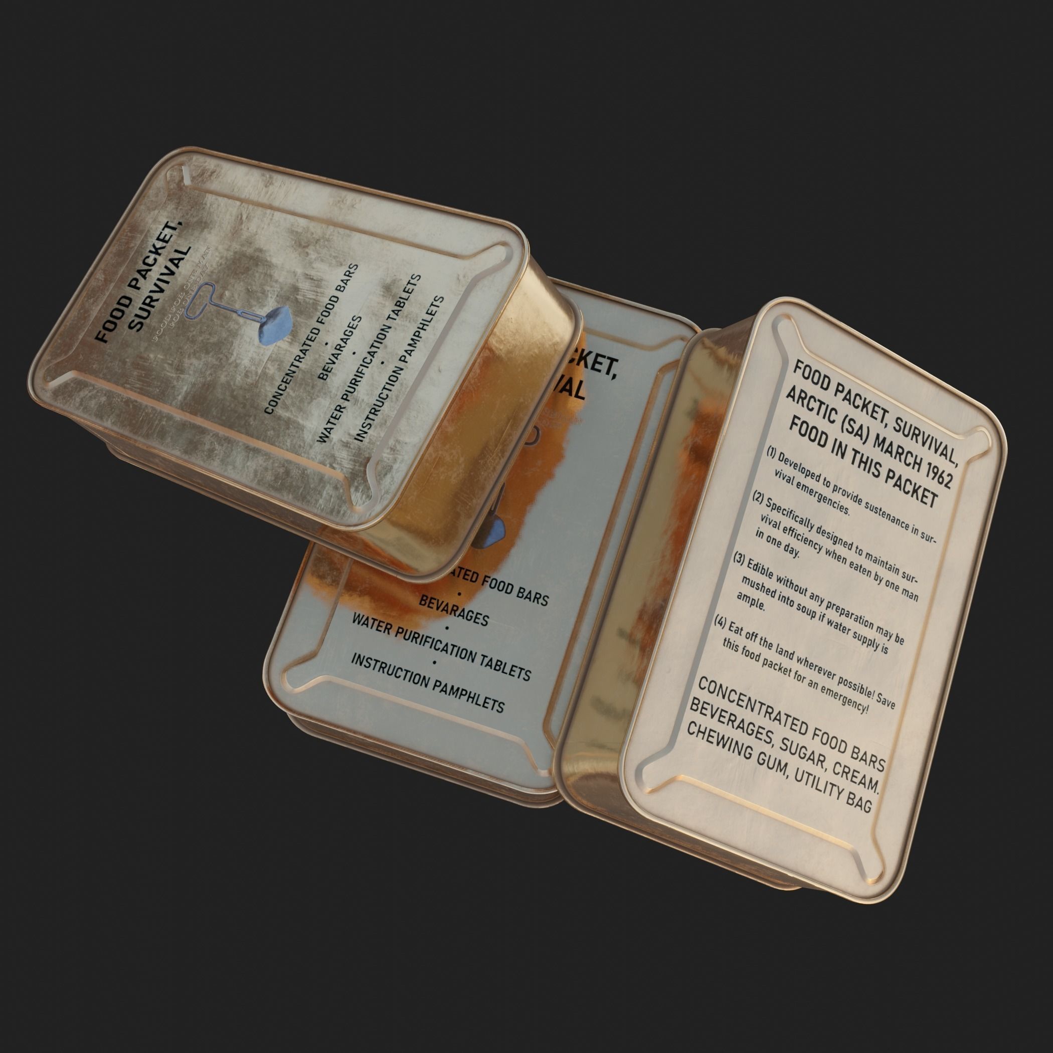 US MRE 1962 Food Packet PBR Low-poly 3D model_5