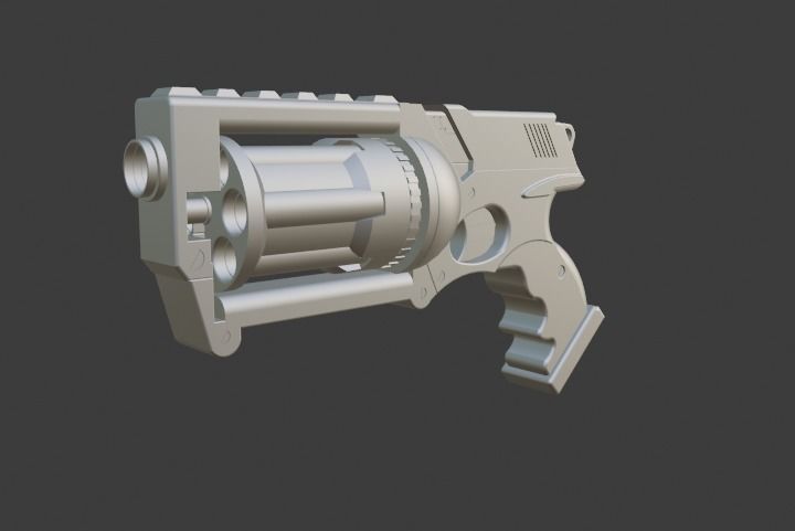 Revolver cylinder Low-poly 3D model_3