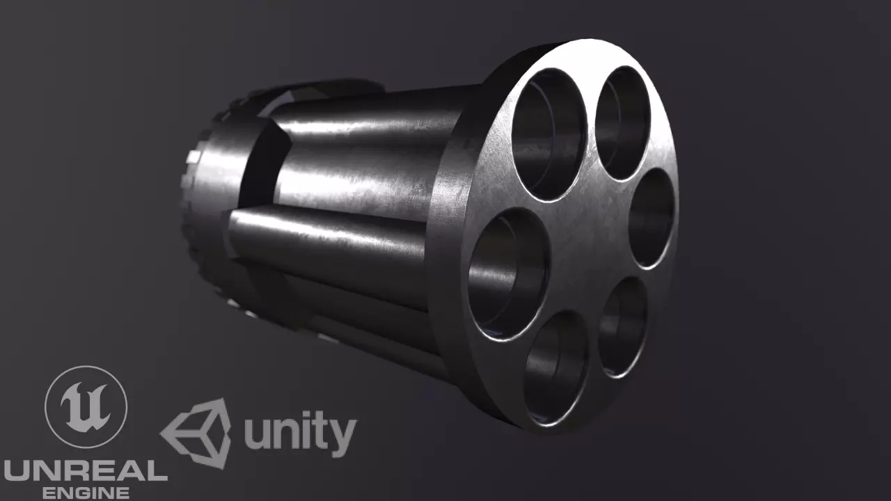 Revolver cylinder Low-poly 3D model_0