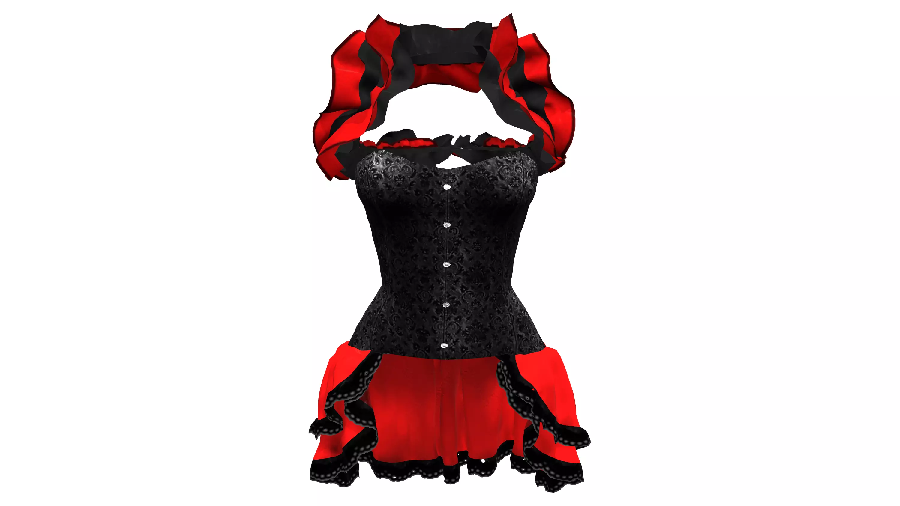Burlesque Corset Dress With Shrug Set Low-poly 3D model