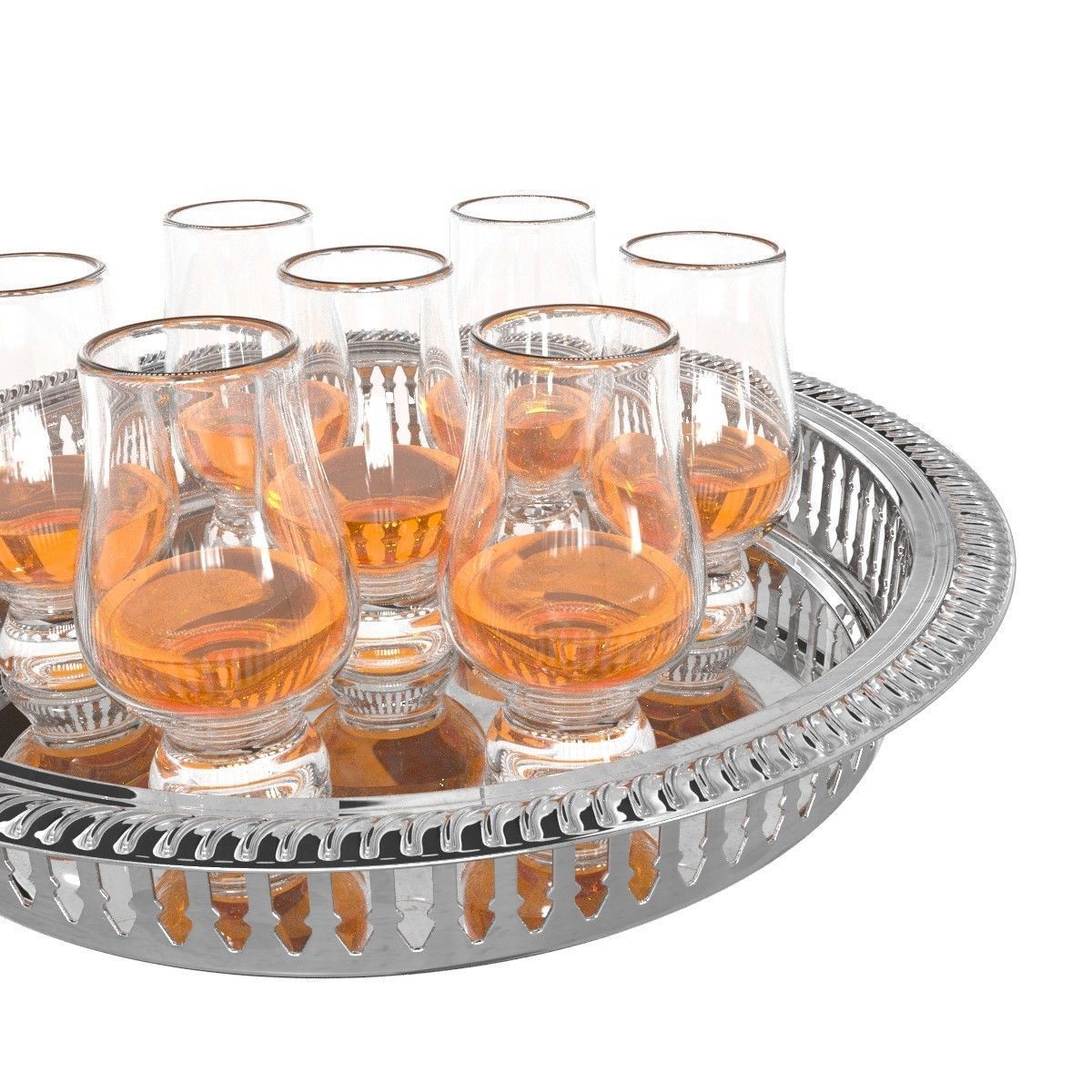 Mid century modern barware retro whiskey glass tray 3D model_3