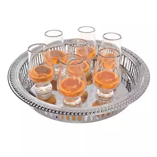 Mid century modern barware retro whiskey glass tray 3D model