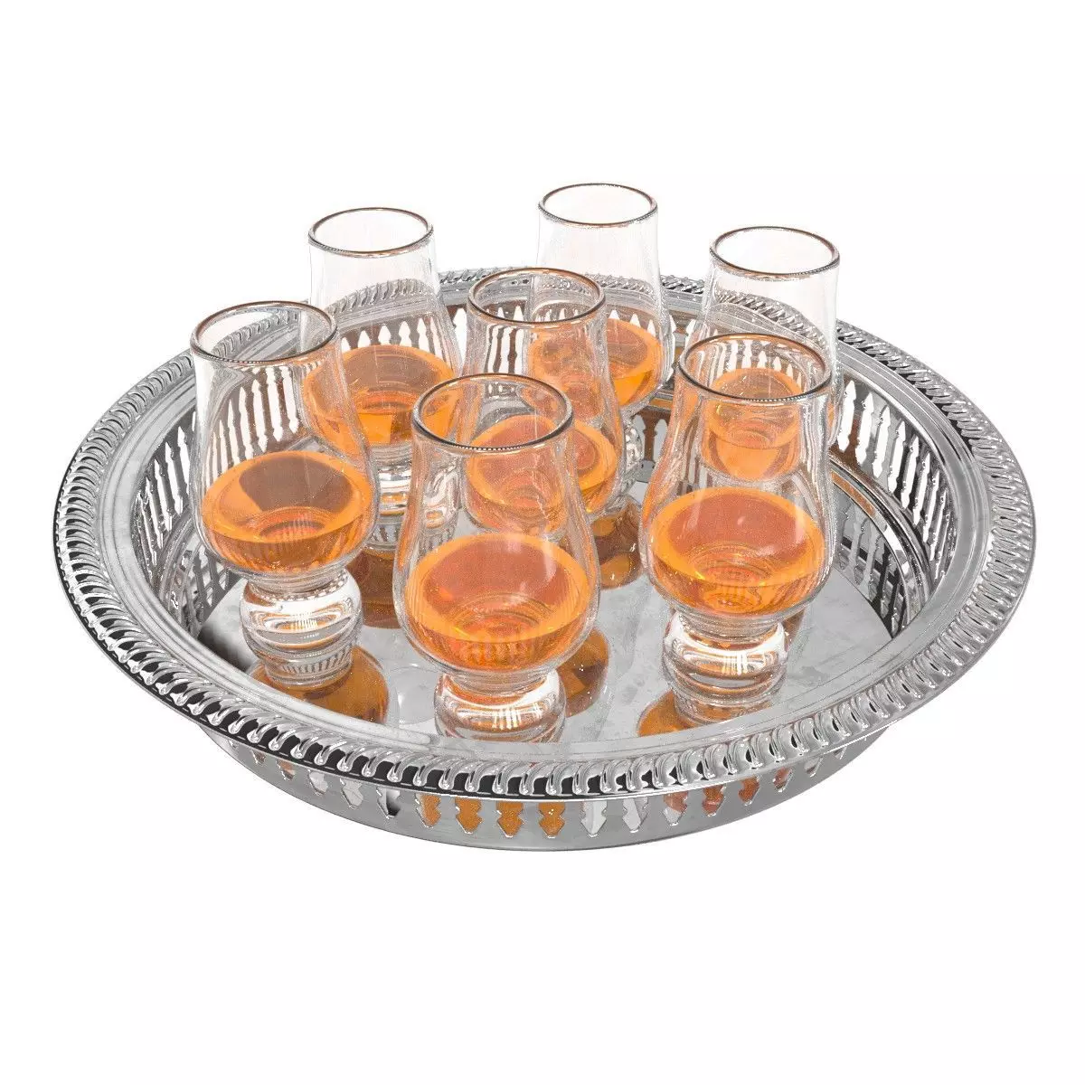 Mid century modern barware retro whiskey glass tray 3D model_0