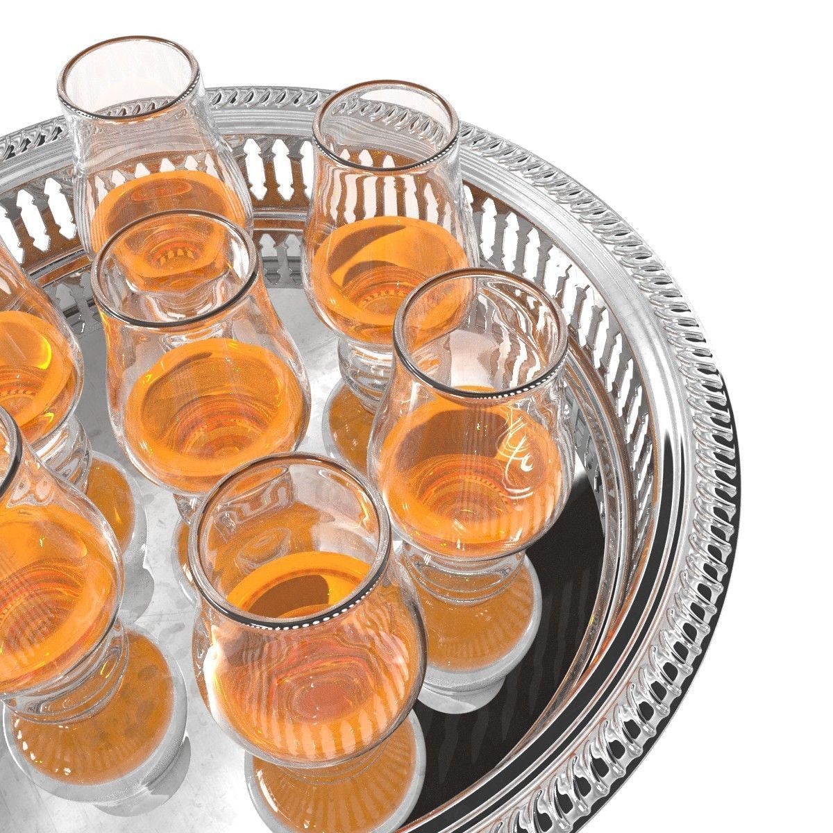 Mid century modern barware retro whiskey glass tray 3D model_4