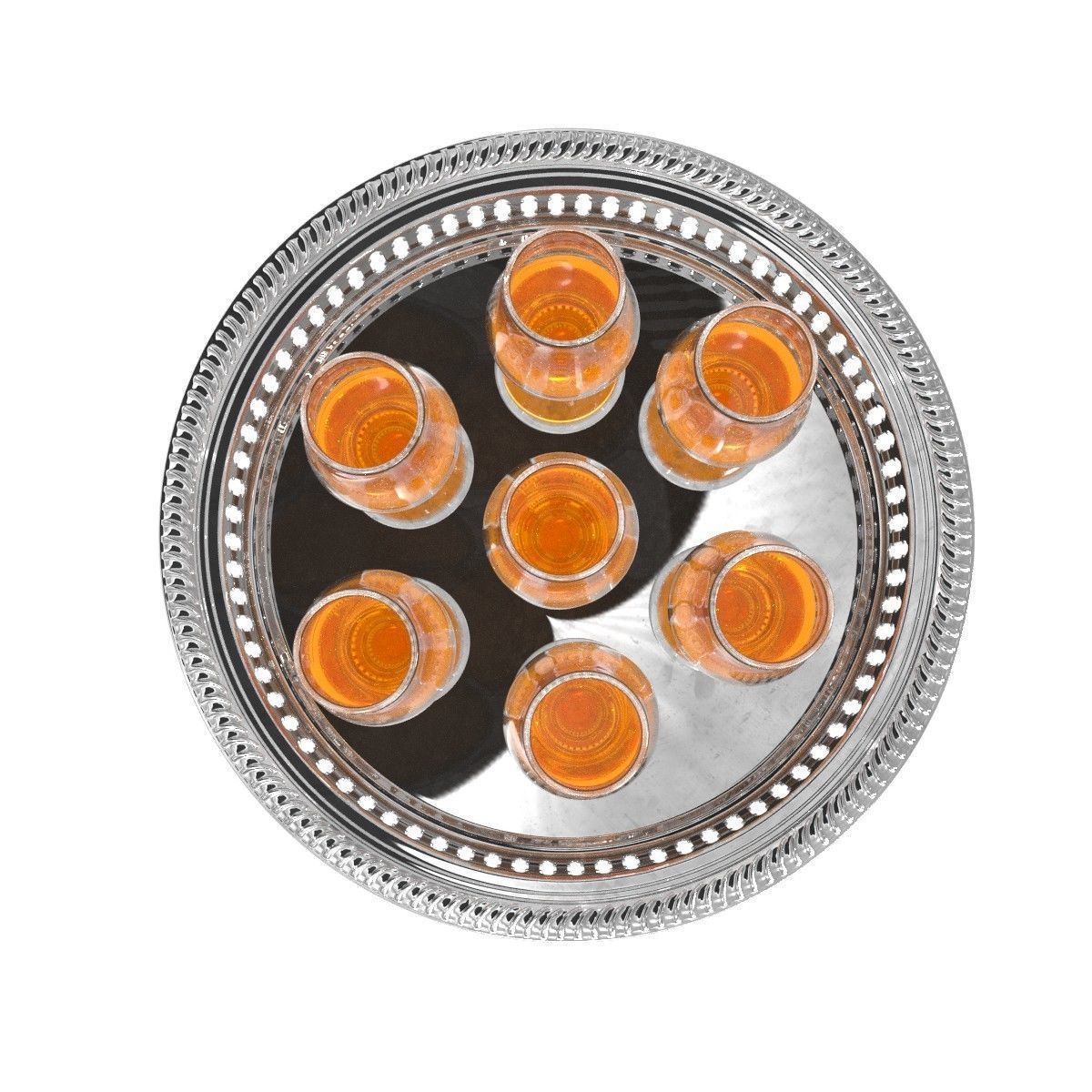 Mid century modern barware retro whiskey glass tray 3D model_2