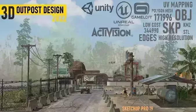 Outpost MAP Low-poly 3D model
