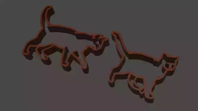 Cat siluet 3d print ready