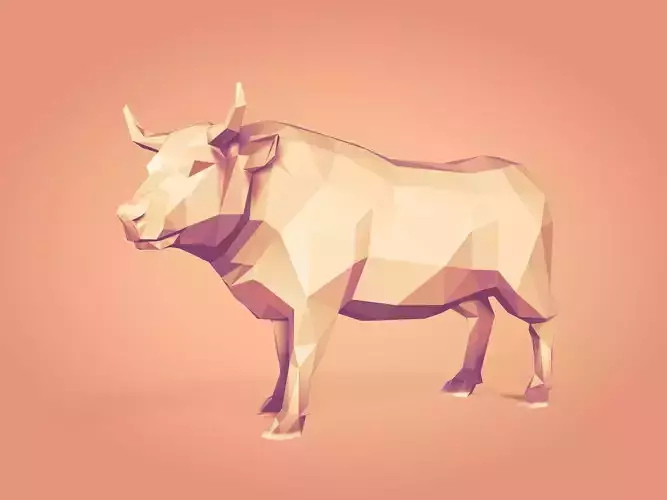 Low Poly Bull Figurine -- Ready for 3D Printing