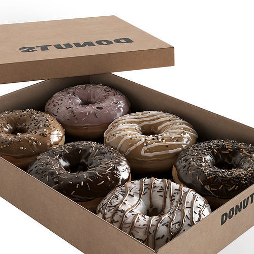 Donuts Box 3D model 3