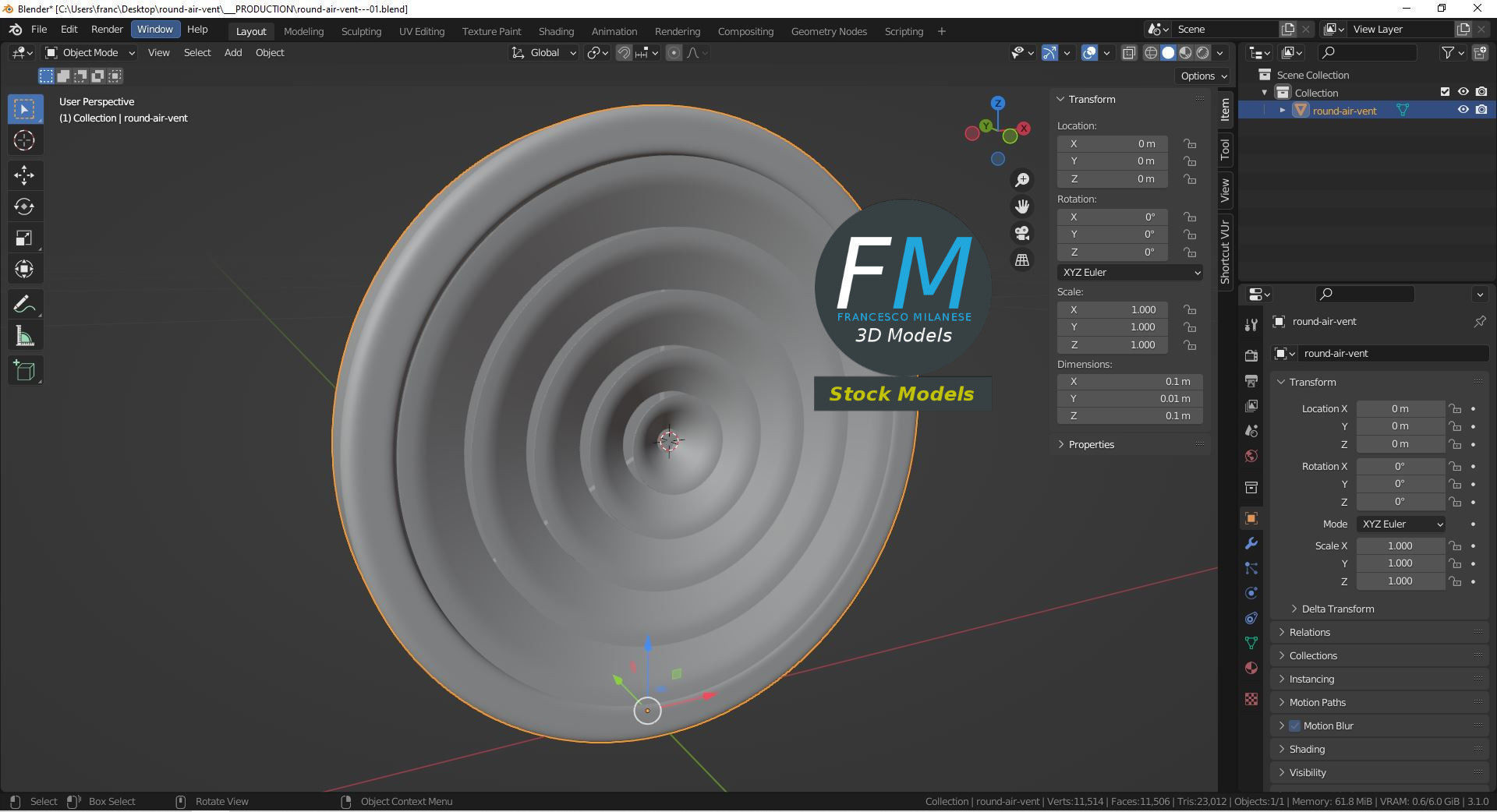 Round air vent 3D model_9