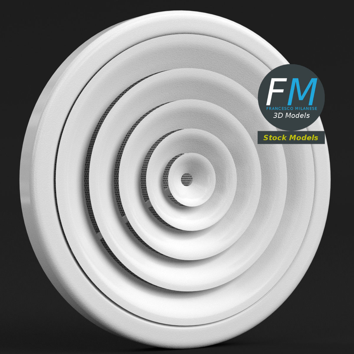 Round air vent 3D model_3