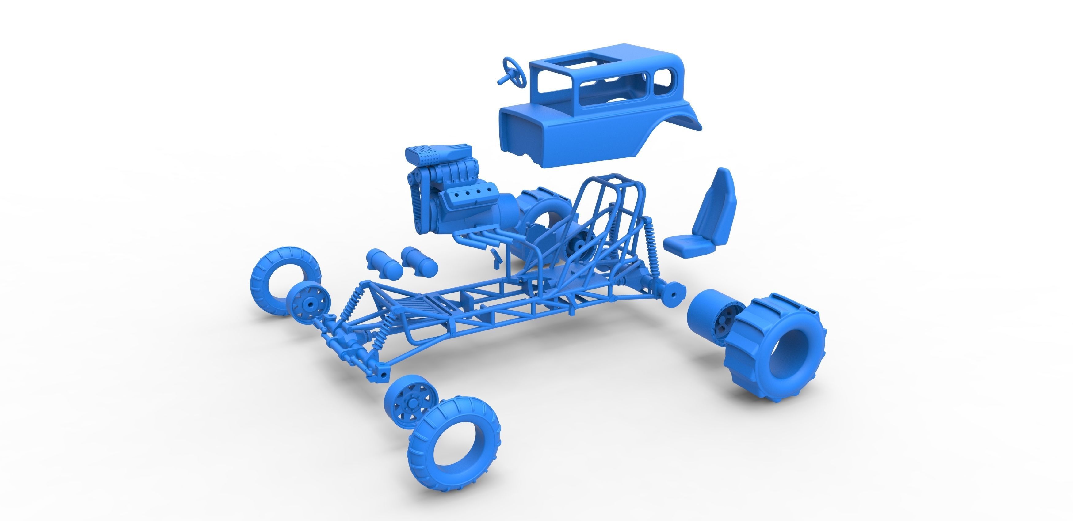  Mud dragster Hot Rod Scale 1 to 25 3D print model_27