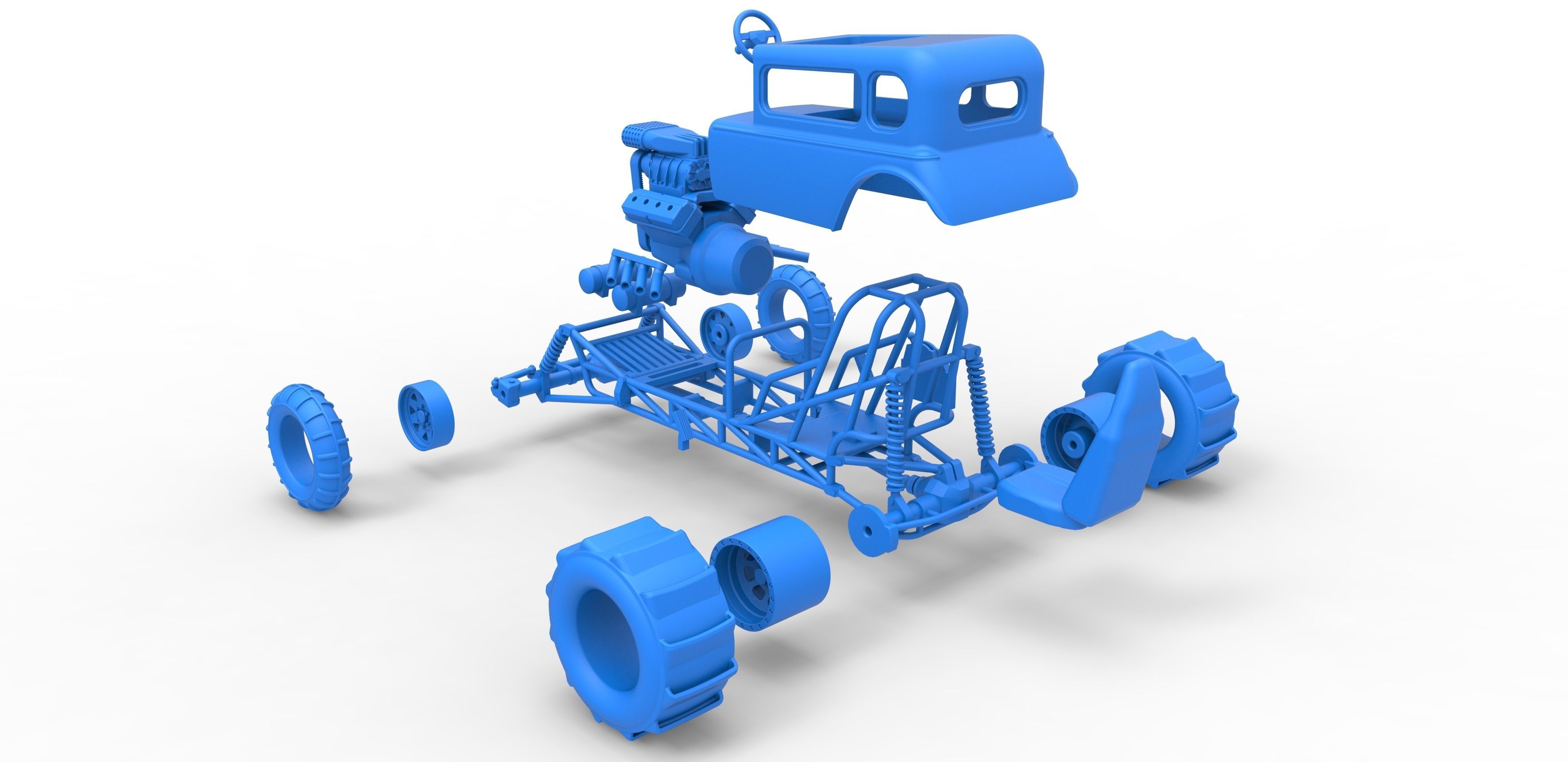  Mud dragster Hot Rod Scale 1 to 25 3D print model_32