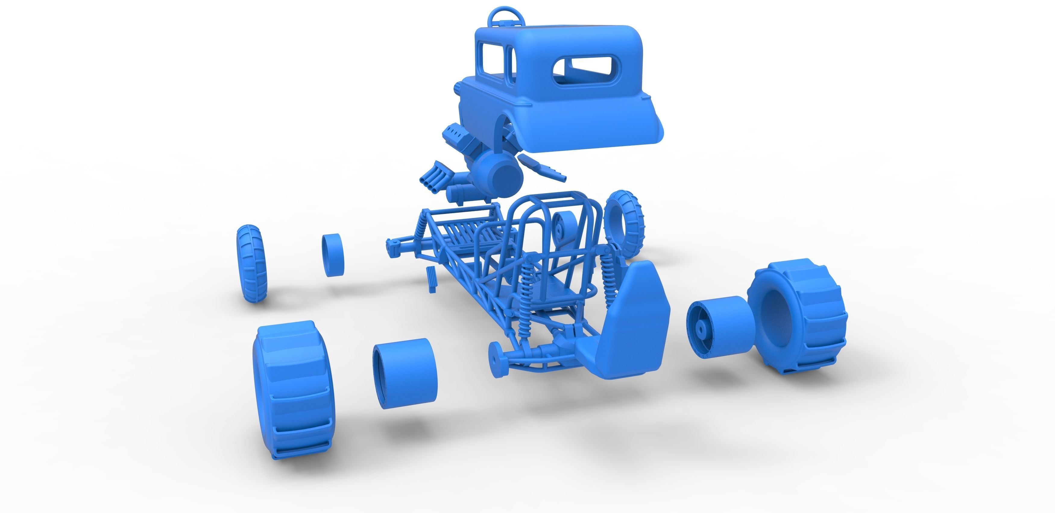  Mud dragster Hot Rod Scale 1 to 25 3D print model_33