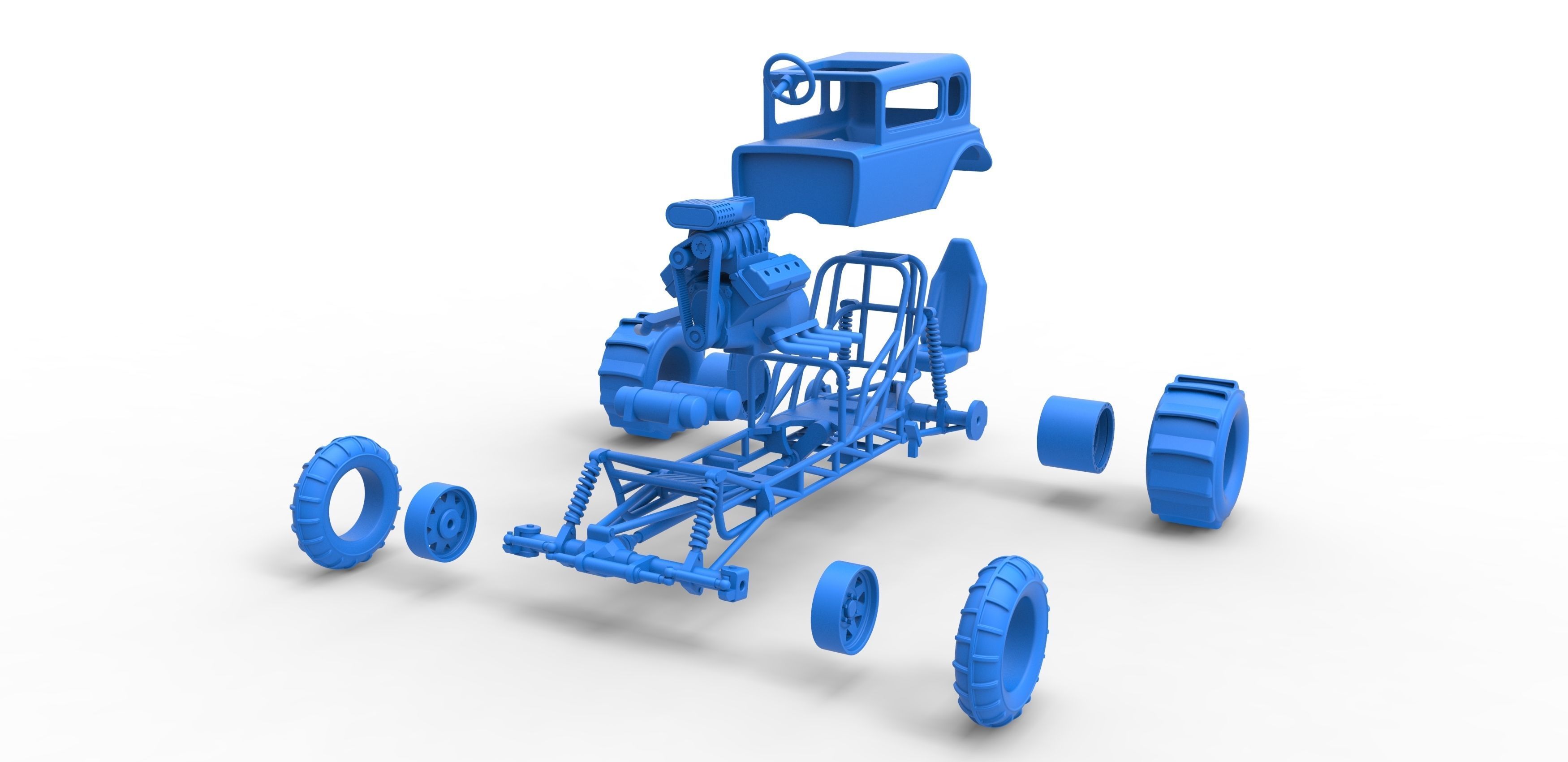  Mud dragster Hot Rod Scale 1 to 25 3D print model_29