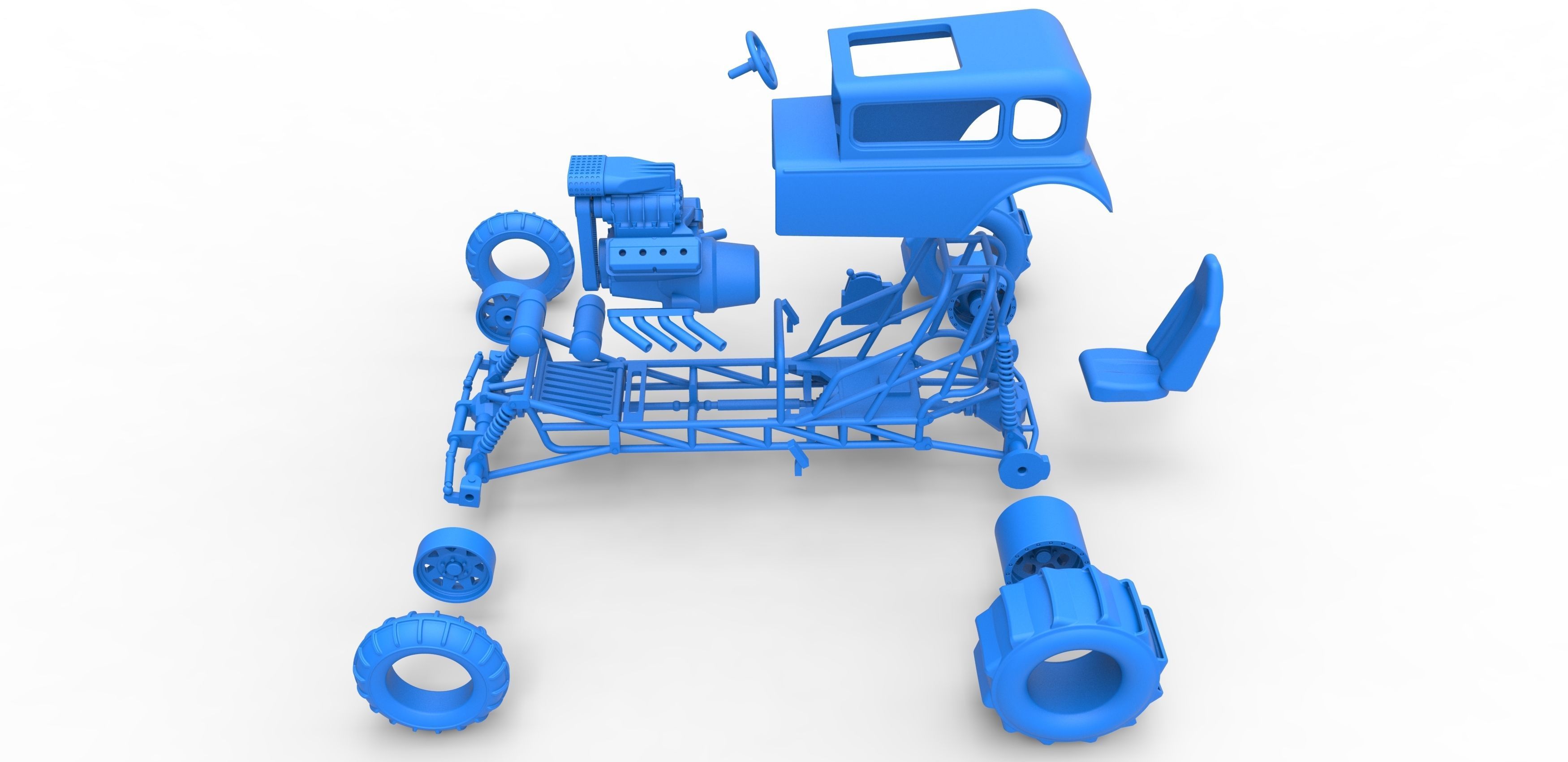  Mud dragster Hot Rod Scale 1 to 25 3D print model_31