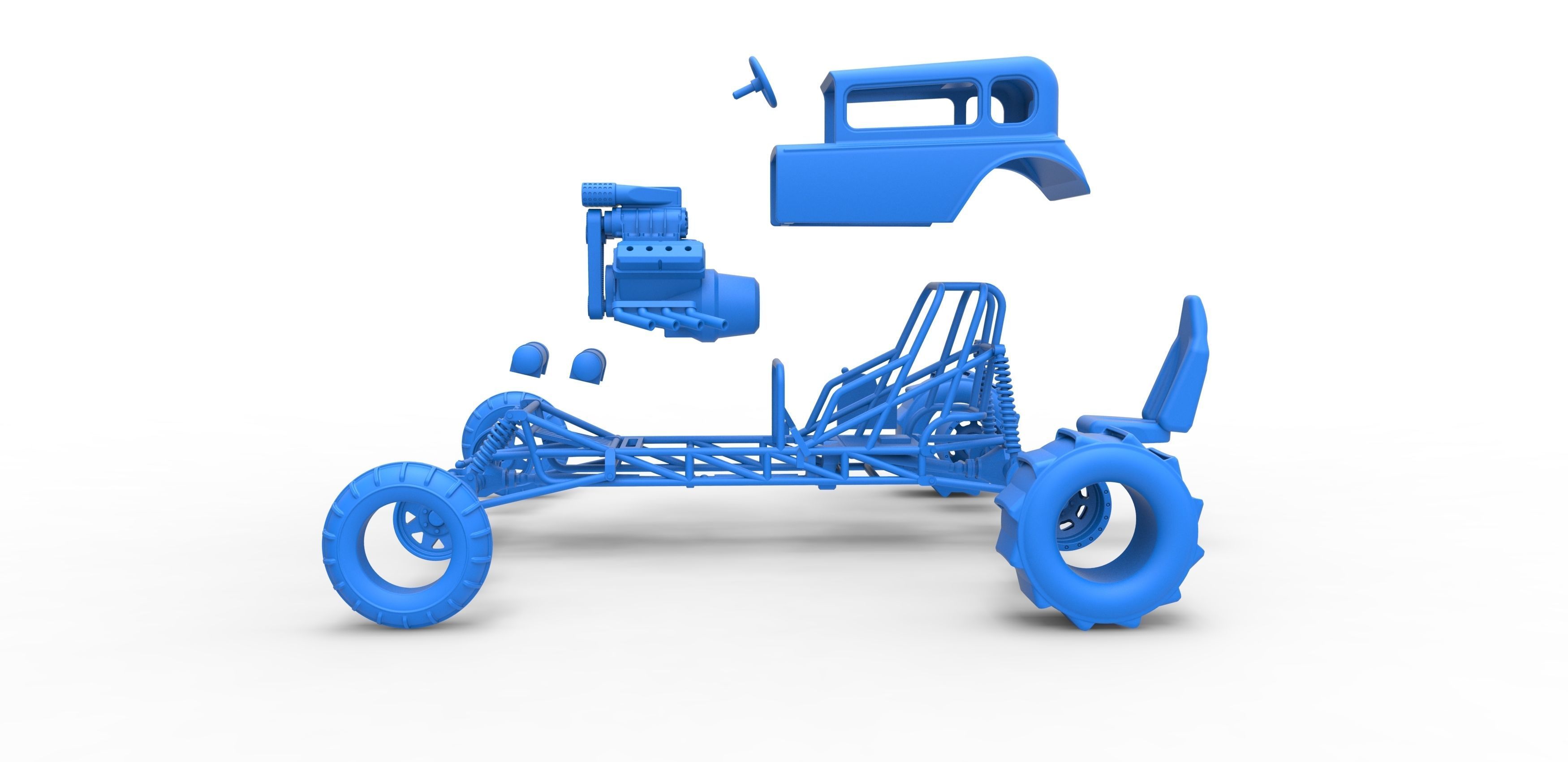  Mud dragster Hot Rod Scale 1 to 25 3D print model_30