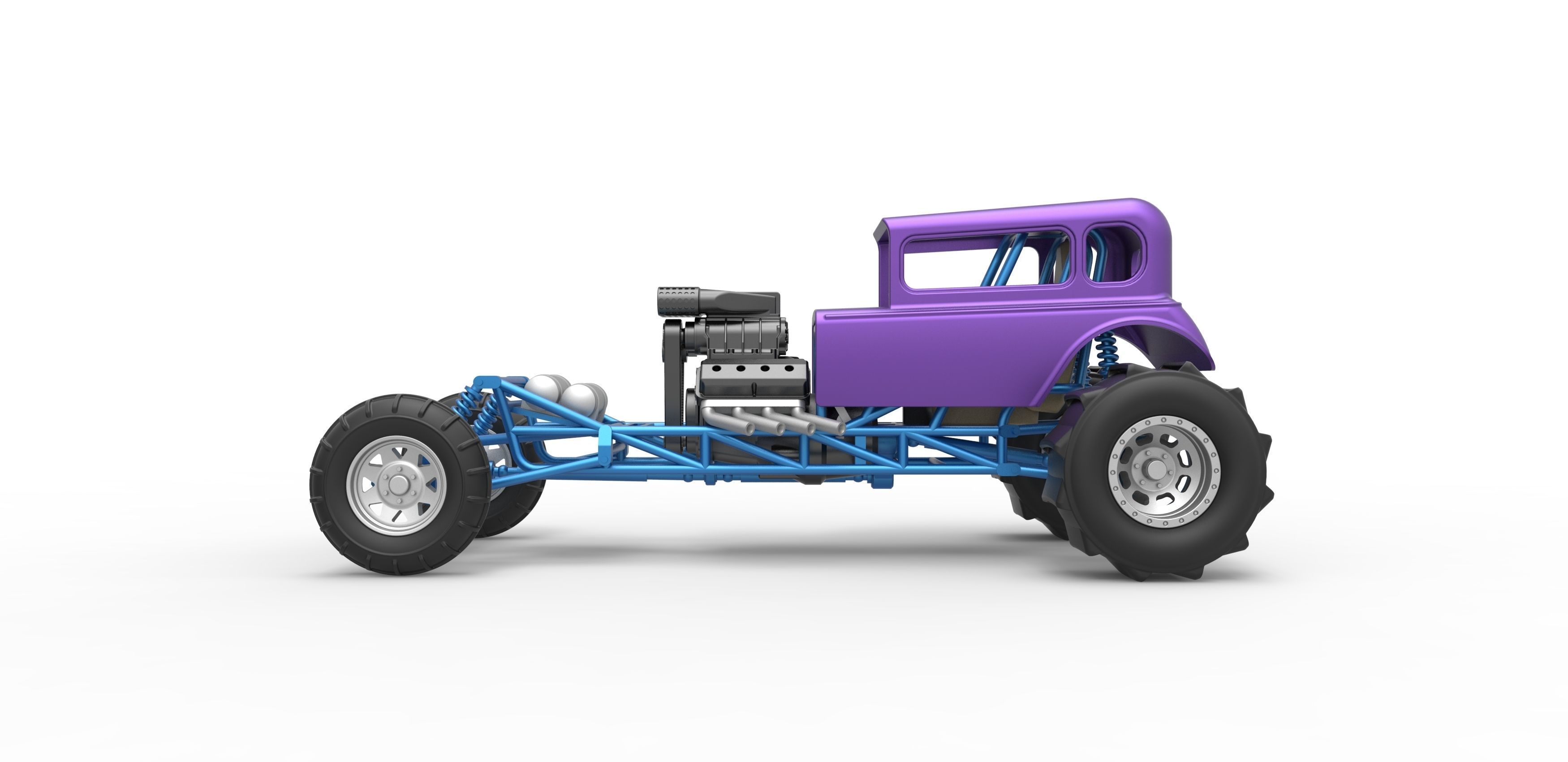  Mud dragster Hot Rod Scale 1 to 25 3D print model_7