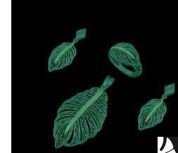 MINI SET gold leaf pendant and earrings 3D print model_1