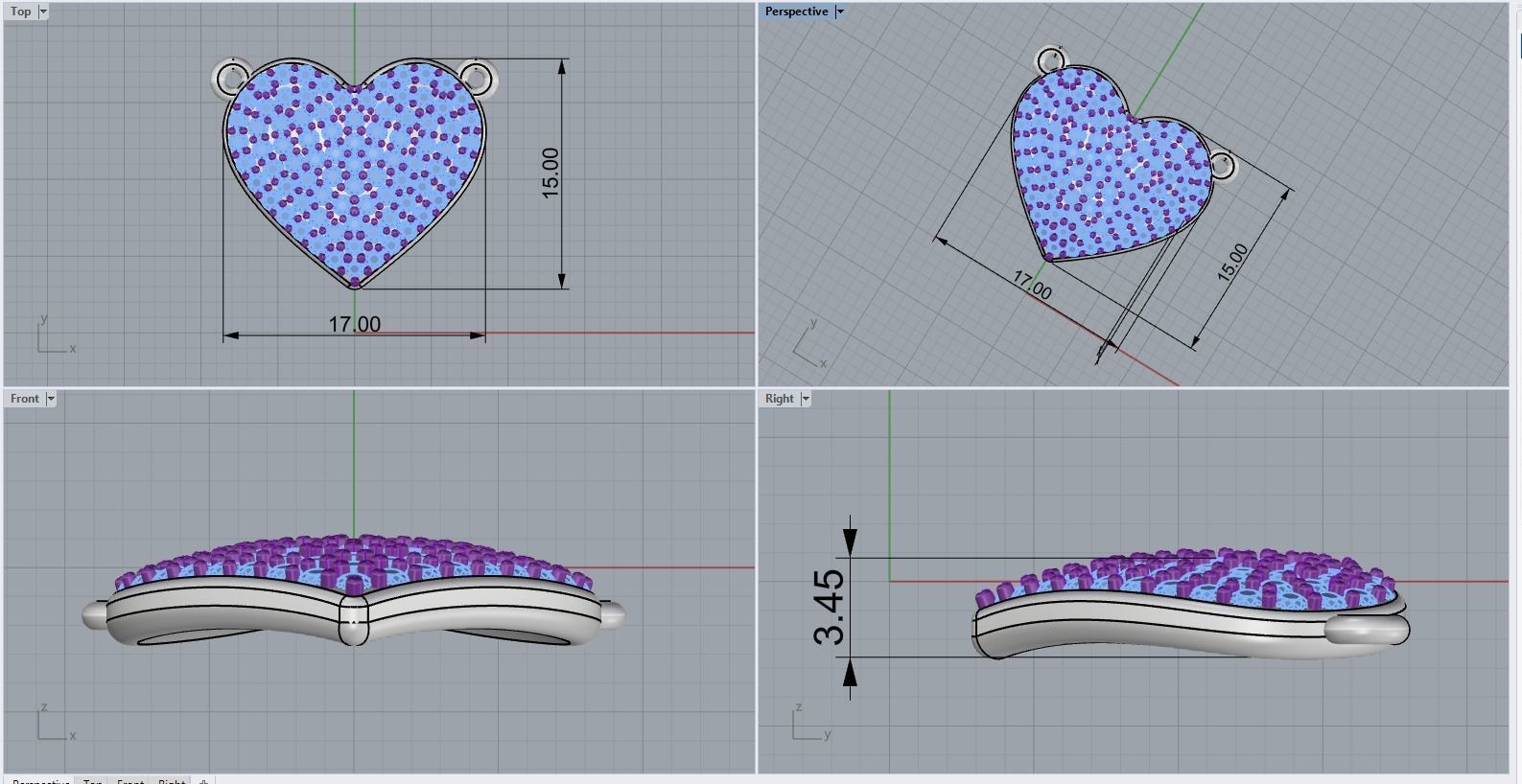 Heart pendant  3D print model_1