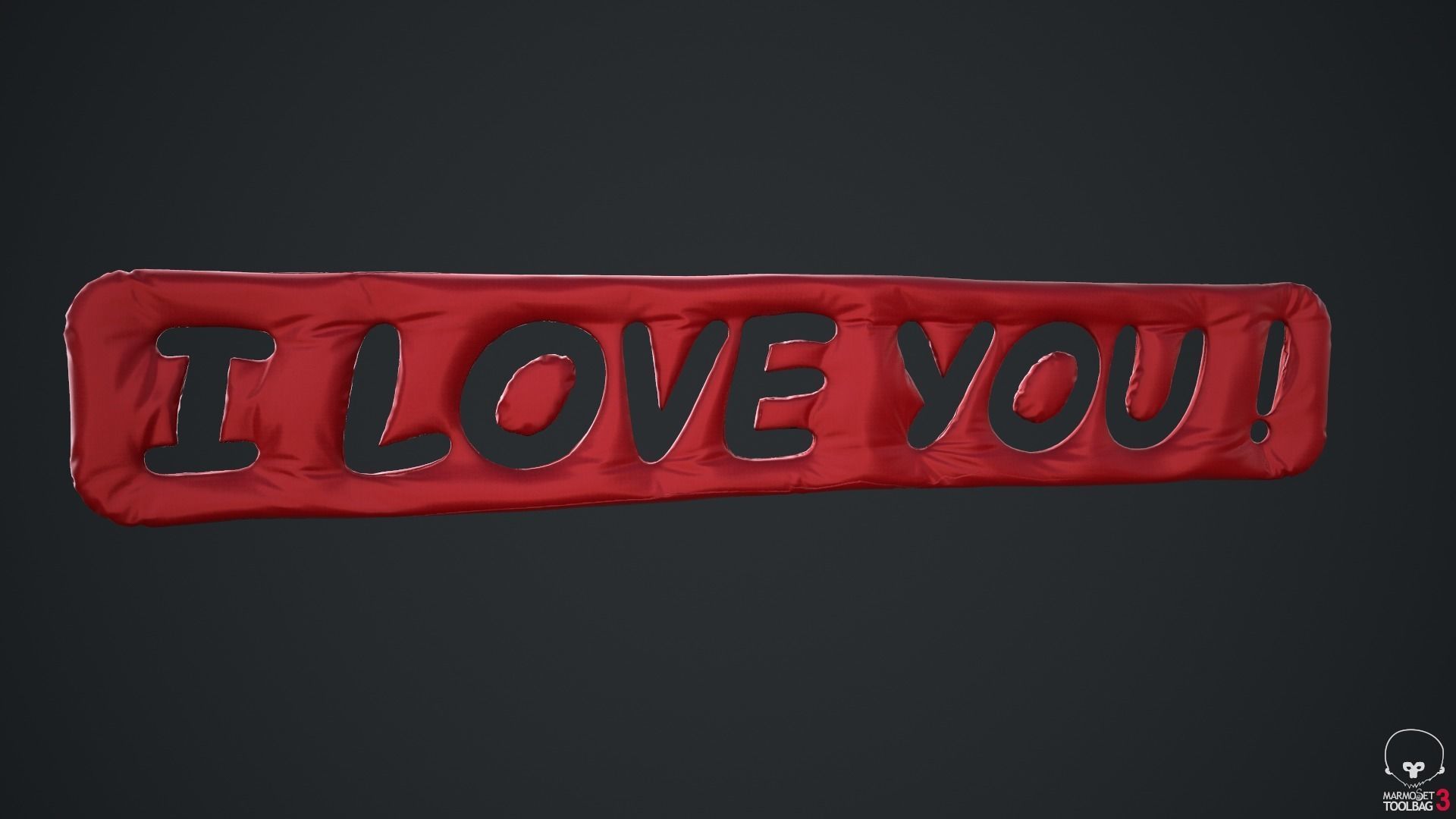 I Love You Silk Decoration Written Low-poly 3D model_9