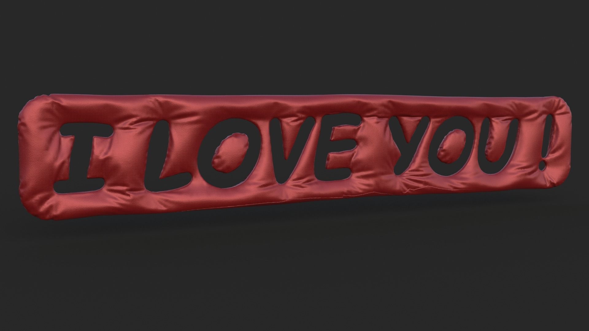 I Love You Silk Decoration Written Low-poly 3D model_2
