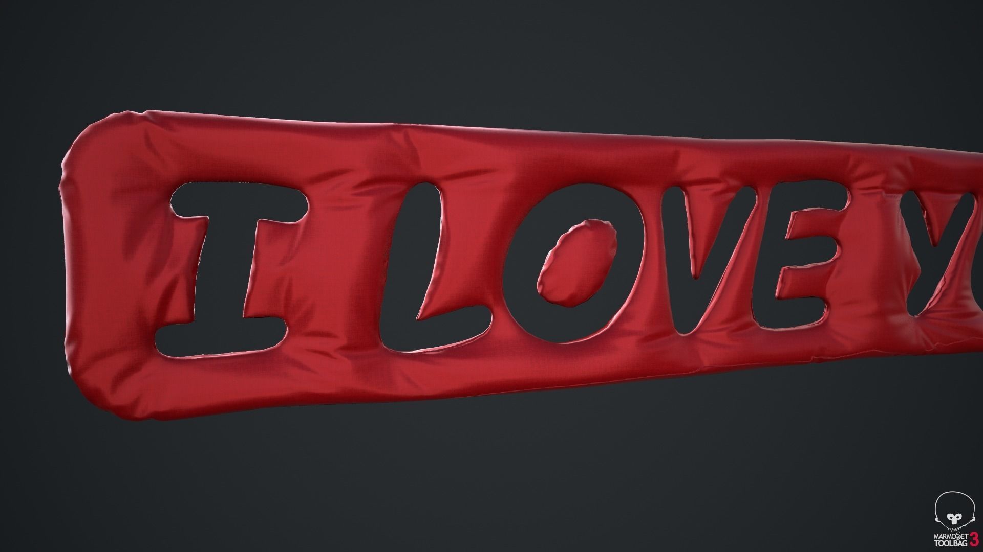 I Love You Silk Decoration Written Low-poly 3D model_10