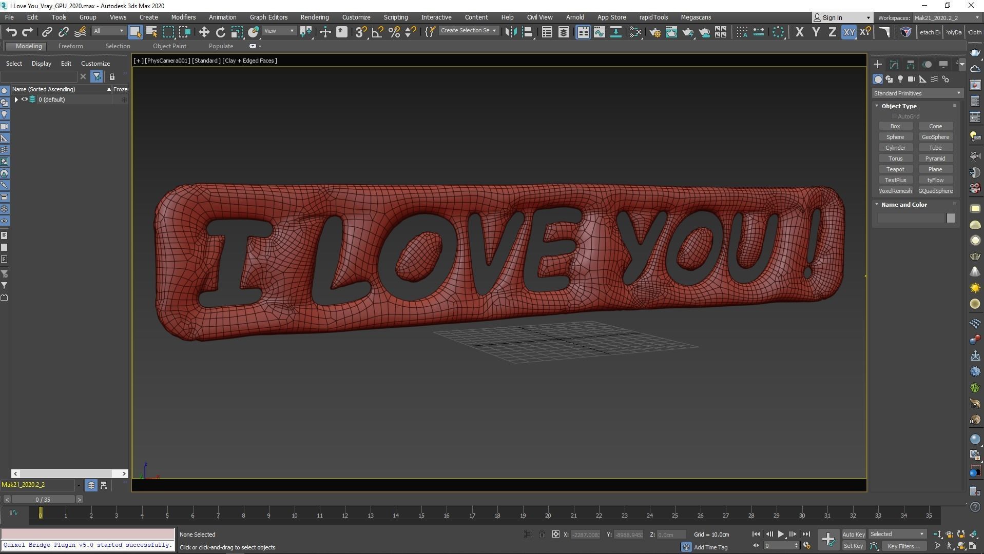 I Love You Silk Decoration Written Low-poly 3D model_8