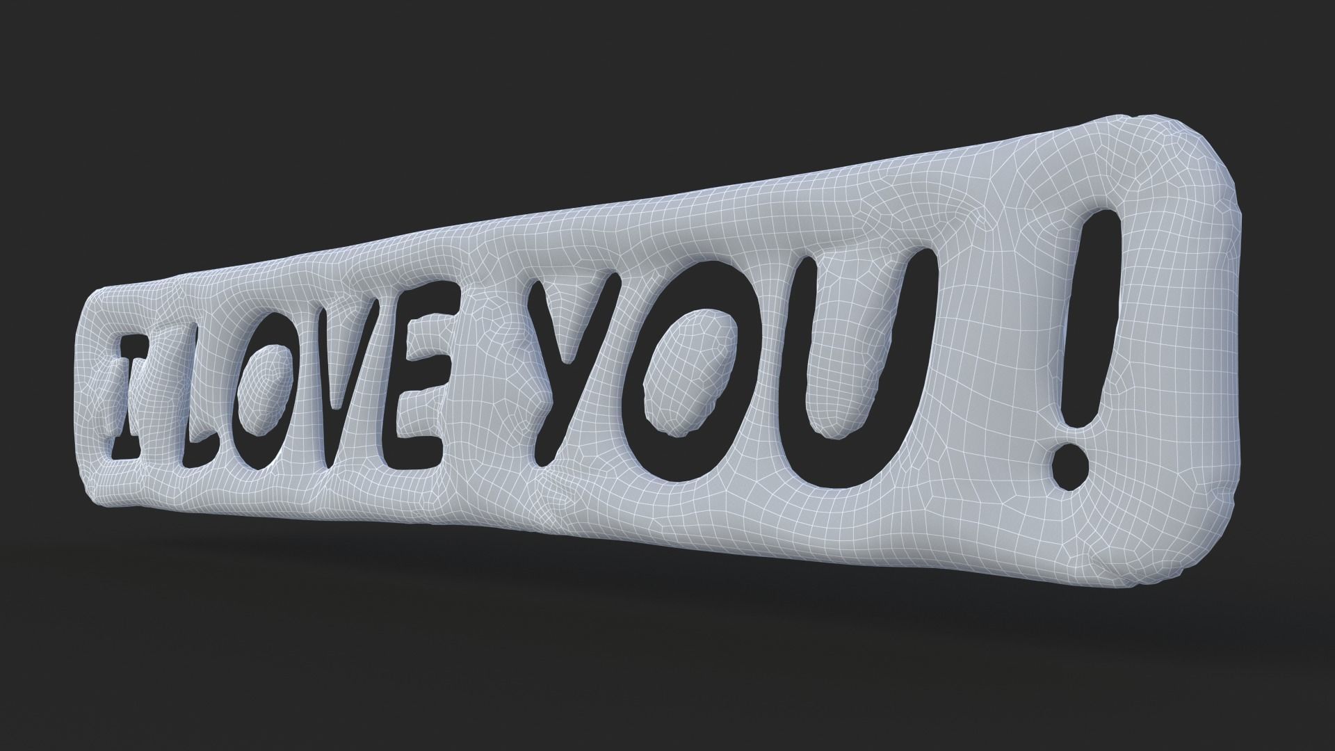 I Love You Silk Decoration Written Low-poly 3D model_7