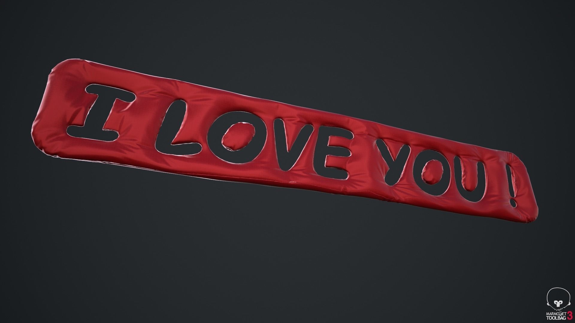 I Love You Silk Decoration Written Low-poly 3D model_12