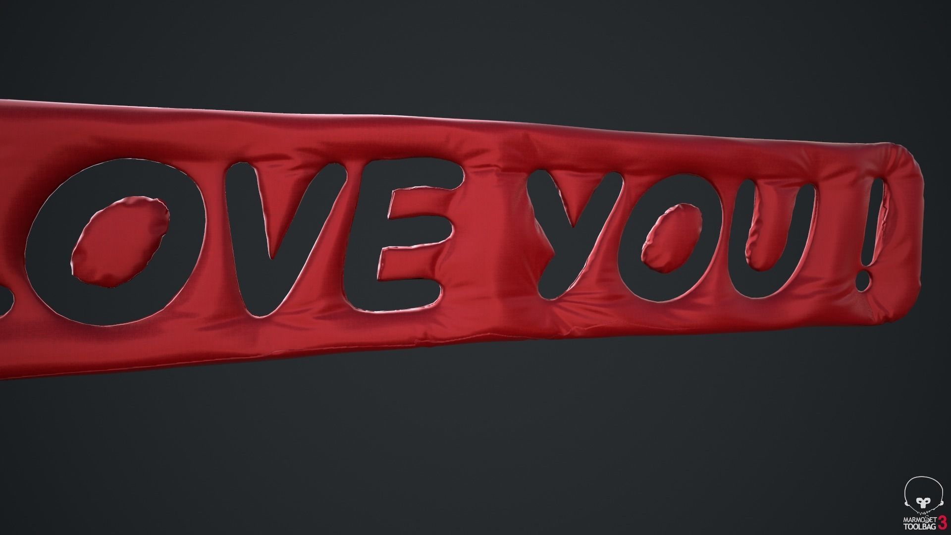 I Love You Silk Decoration Written Low-poly 3D model_11