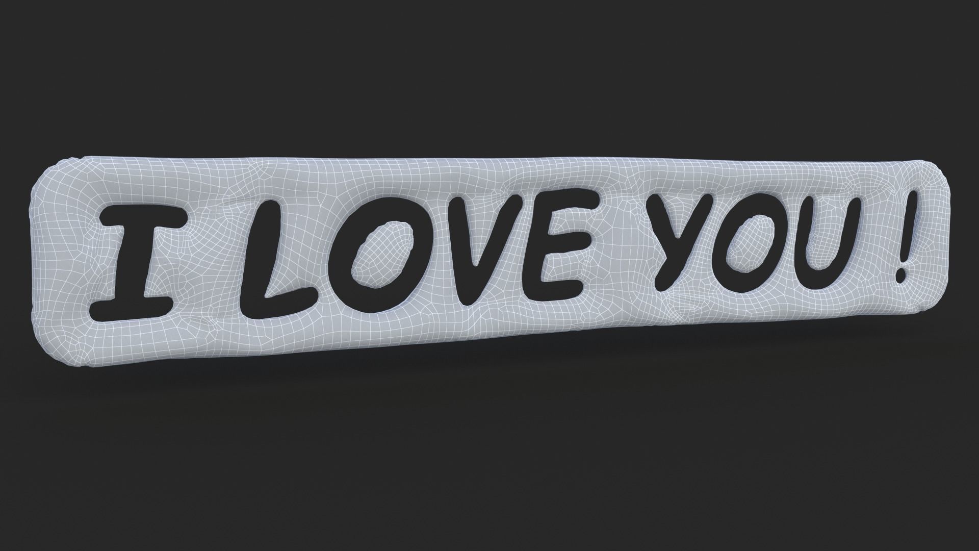 I Love You Silk Decoration Written Low-poly 3D model_6