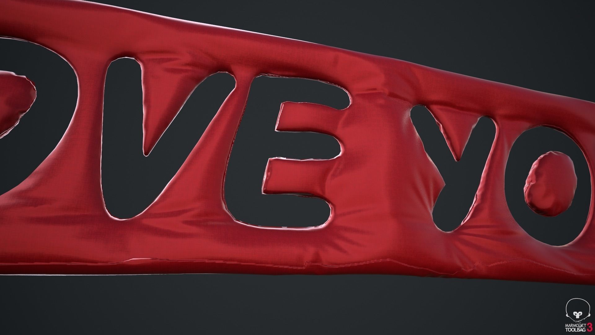I Love You Silk Decoration Written Low-poly 3D model_13