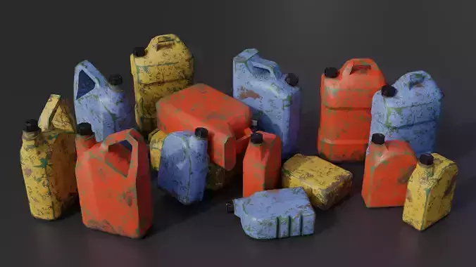 Fuel cans Low-Poly 3d models