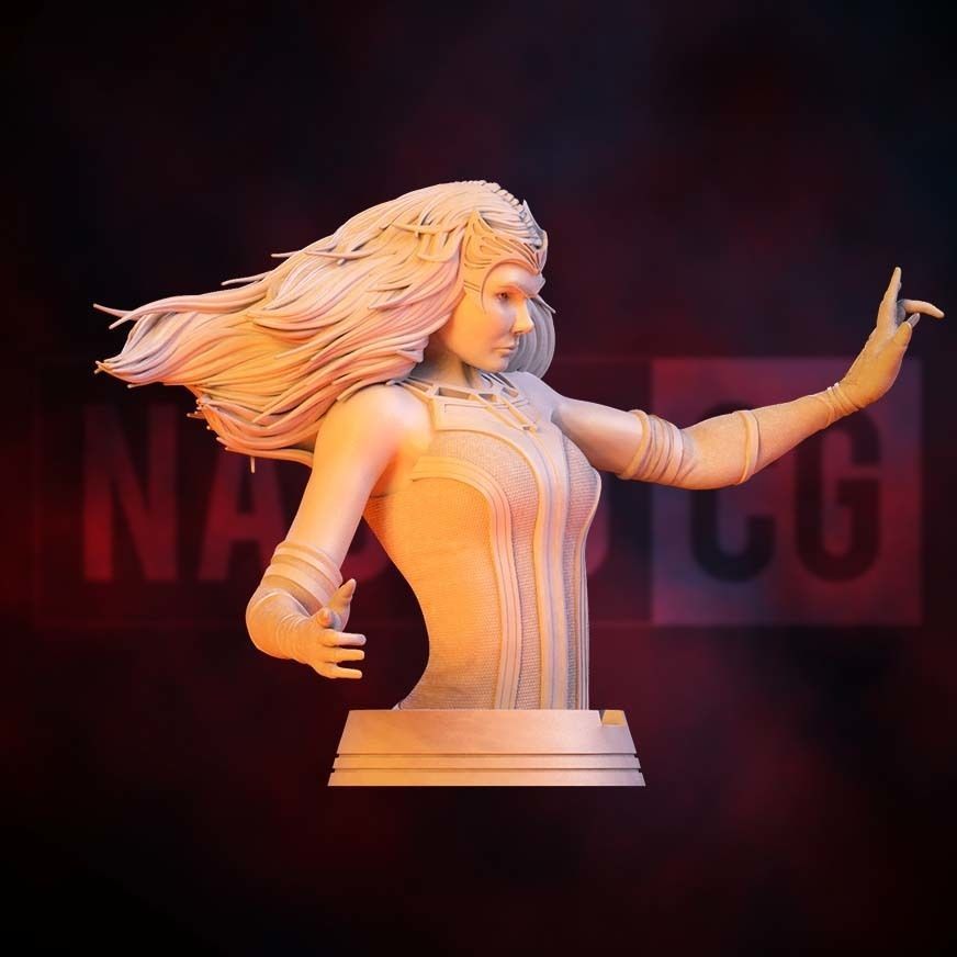 Fan art Scarlet Witch - Wanda Bust Version 3D print model_5