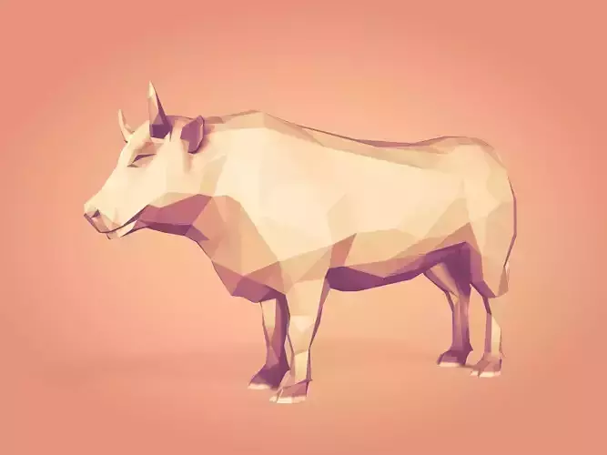 Low Poly Bull Figurine
