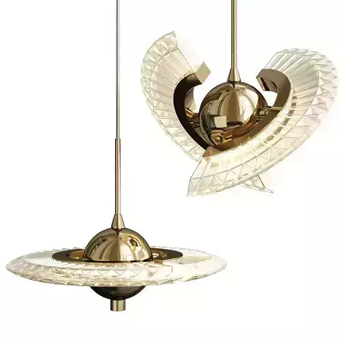 PHOENIX two gold and glass pendant lights