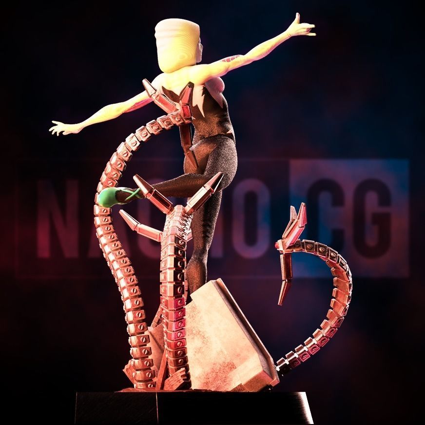 Fan Art Spider Gwen - 2 in 1 - Statue 3D print model_5