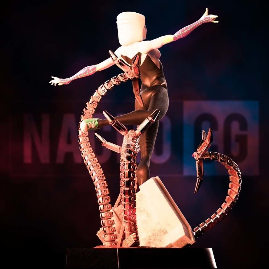 Fan Art Spider Gwen - 2 in 1 - Statue 3D print model_9