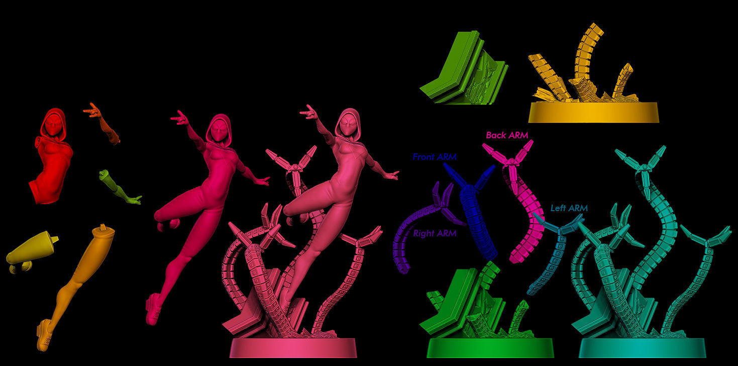 Fan Art Spider Gwen - 2 in 1 - Statue 3D print model_12