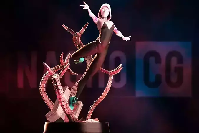 Fan Art Spider Gwen - 2 in 1 - Statue 3D print model