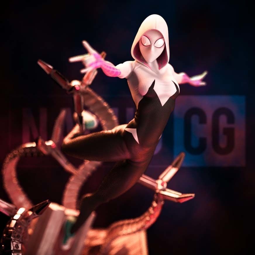 Fan Art Spider Gwen - 2 in 1 - Statue 3D print model_11