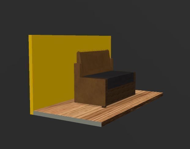 armchair wooden shelf with chair Free 3D model_1