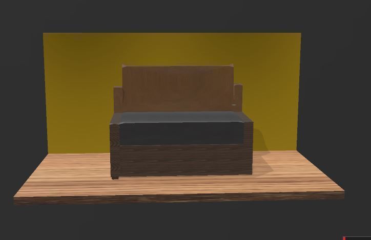 armchair wooden shelf with chair Free 3D model_2