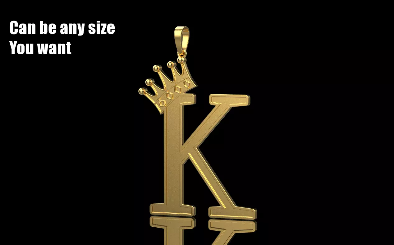 Letter K pendant 3D print model_0