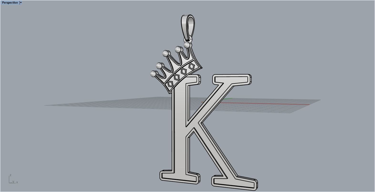 Letter K pendant 3D print model_5